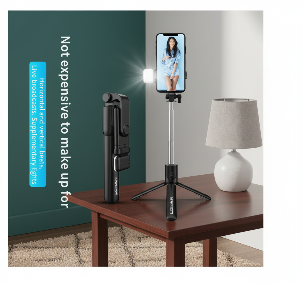 Extendable Flash 3-in-1 Selfie Stick Tripod with Bluetooth Remote